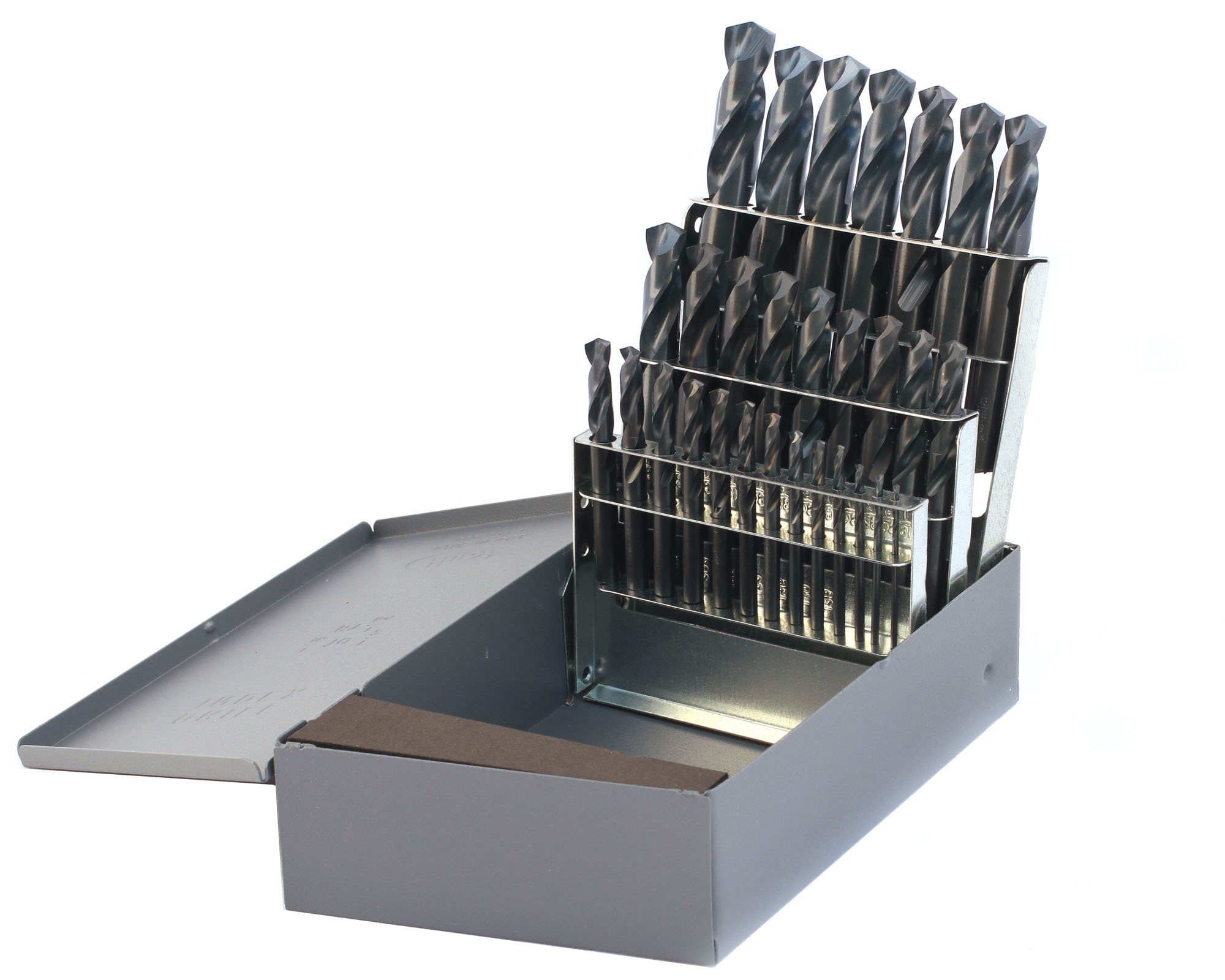 Screw Machine Length Drill Set, 1/16 Inch Min Bit, 1/2 Inch Max Bit, 135 deg., 29 Pcs