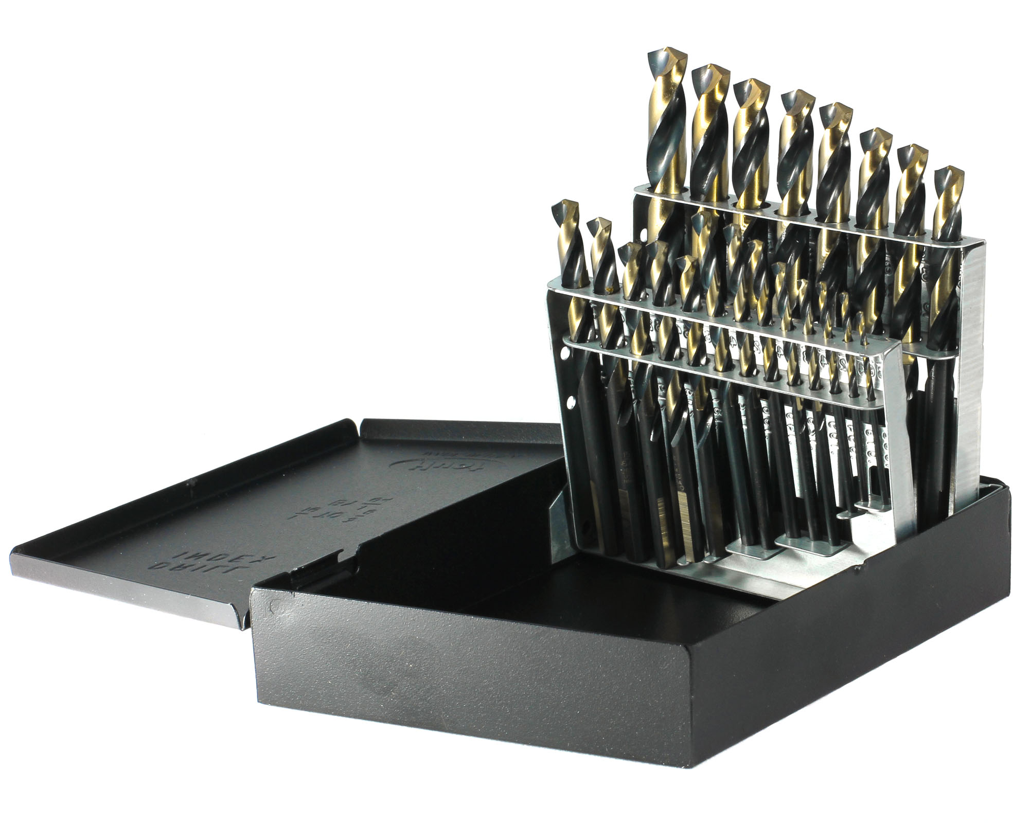 Mechanics Length Drill Set, 135 deg., 21 Pcs, Black/Gold