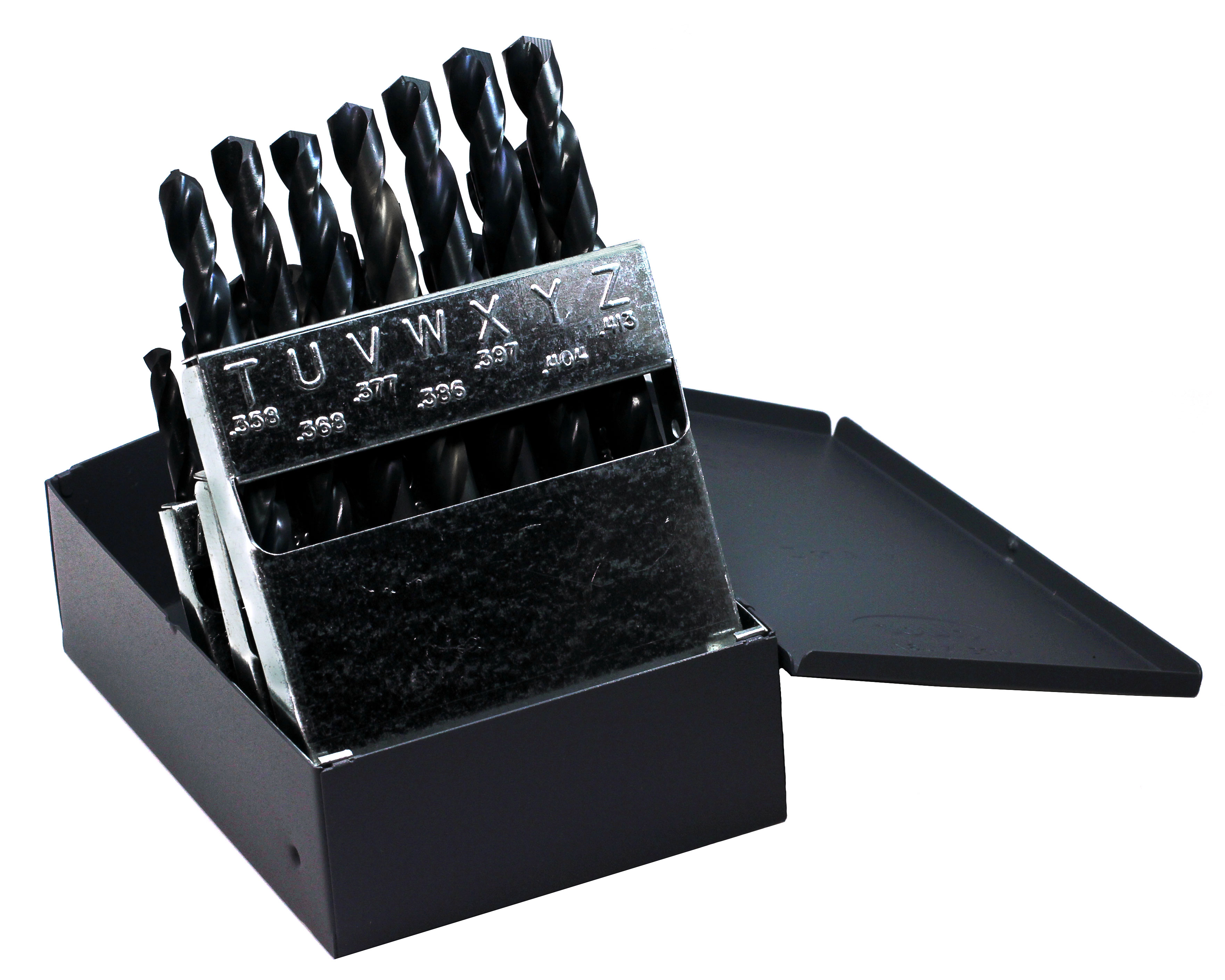 Jobber Length Drill Set, Heavy Duty, A Min Bit, Z Max Bit, 135 deg., 26 Pcs, Black Oxide