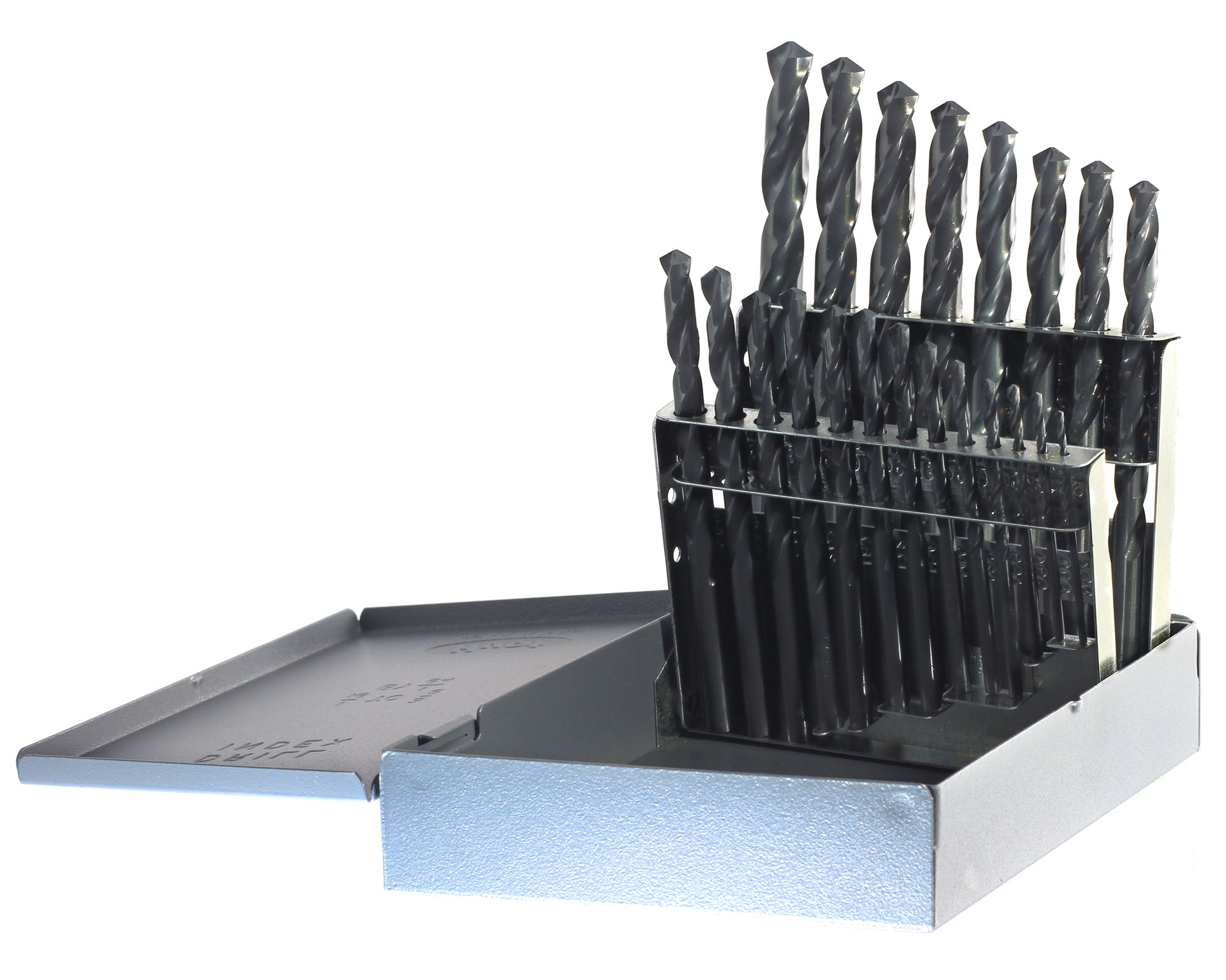 Jobber Length Drill Set, Heavy Duty, 135 deg., 21 Pcs, Black Oxide