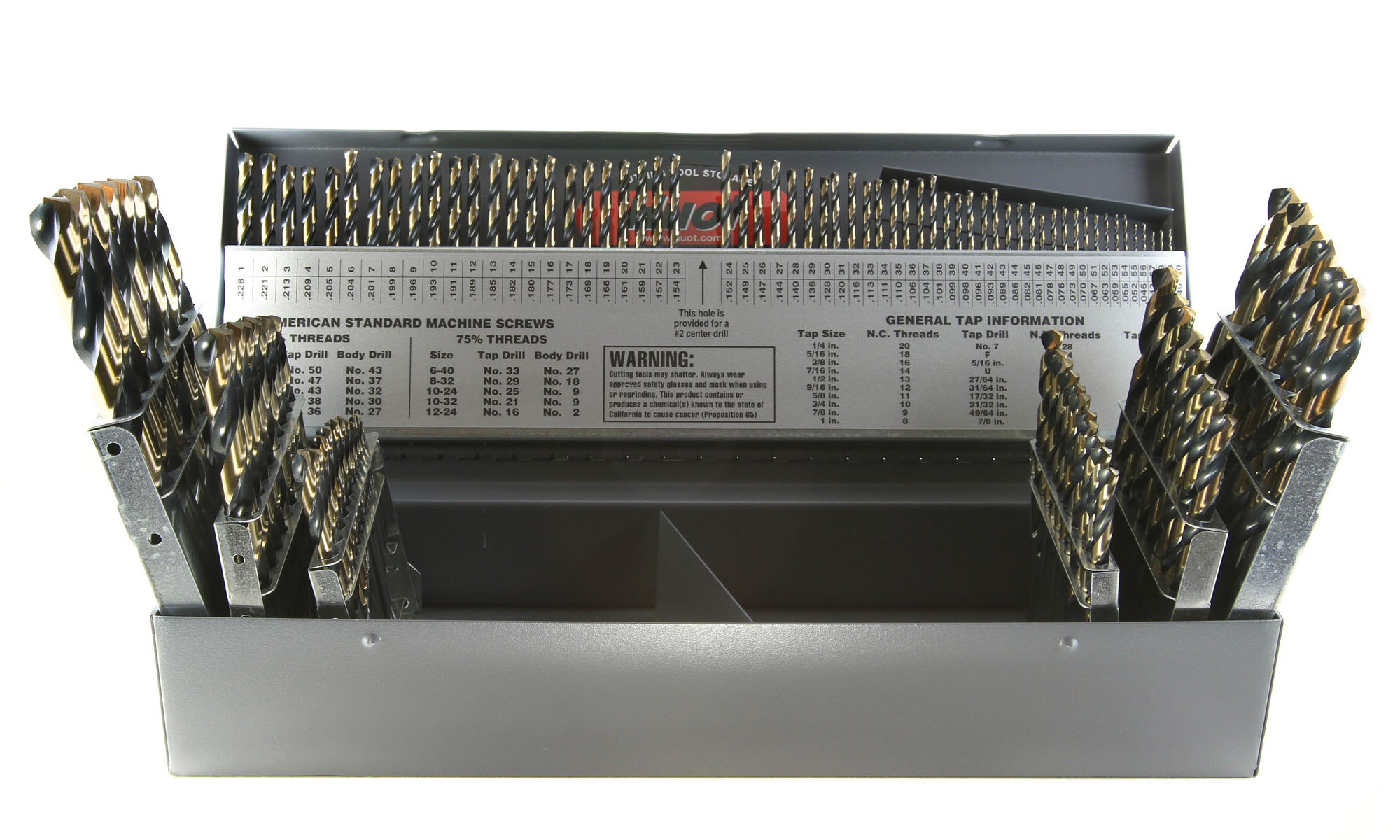 Jobber Length Drill Set, Heavy Duty, 135 deg., 115 Pcs, Black/Gold