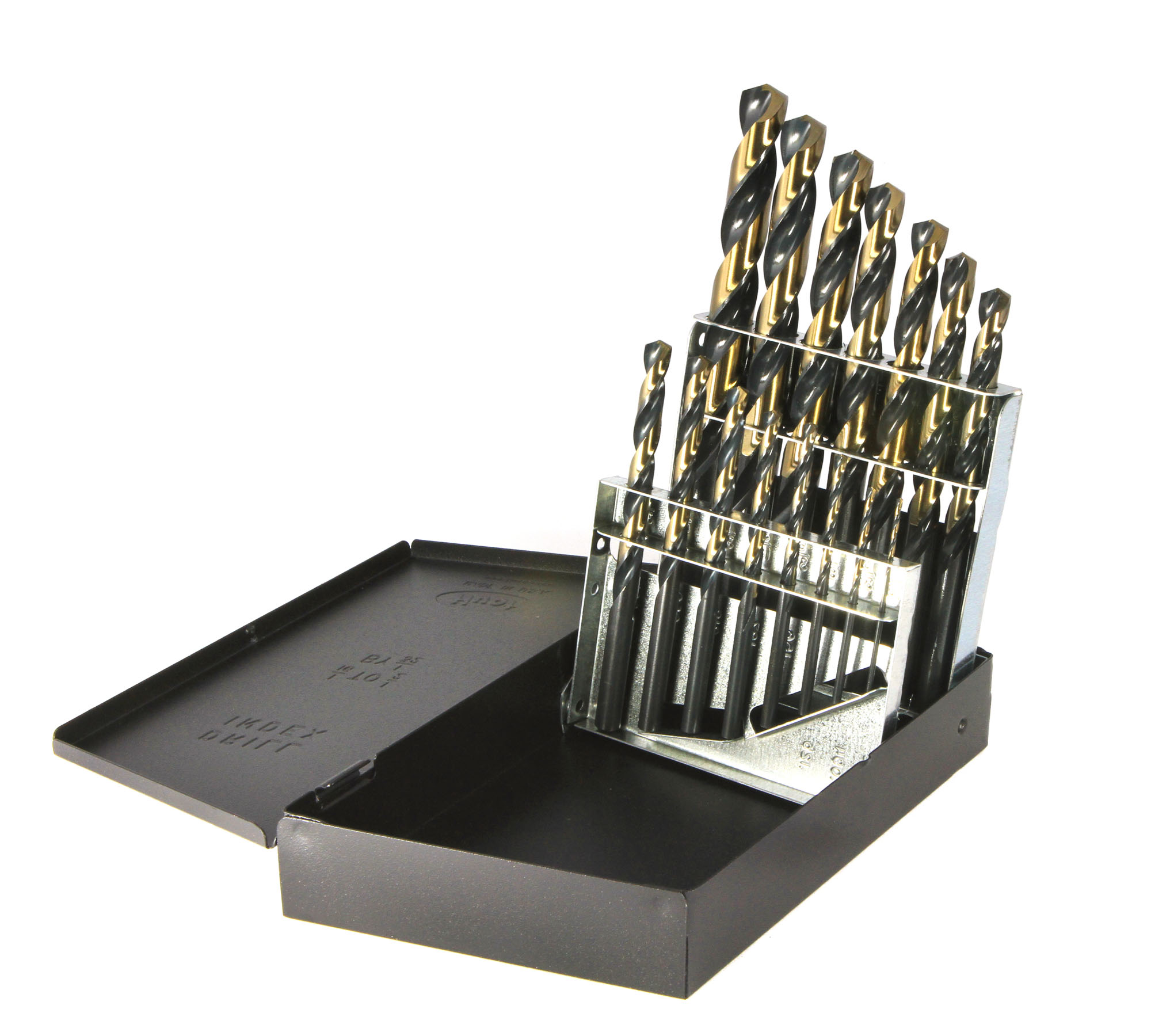 Jobber Length Drill Set, Heavy Duty, 1/16 Inch Min Bit, 1/2 Inch Max Bit, 135 deg., 15 Pcs