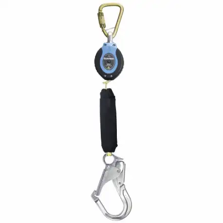 Self-Retracting Lifeline, 2 1/2 Inch Aluminum Rebar Hook Anchor, Harness Steel Carabiner