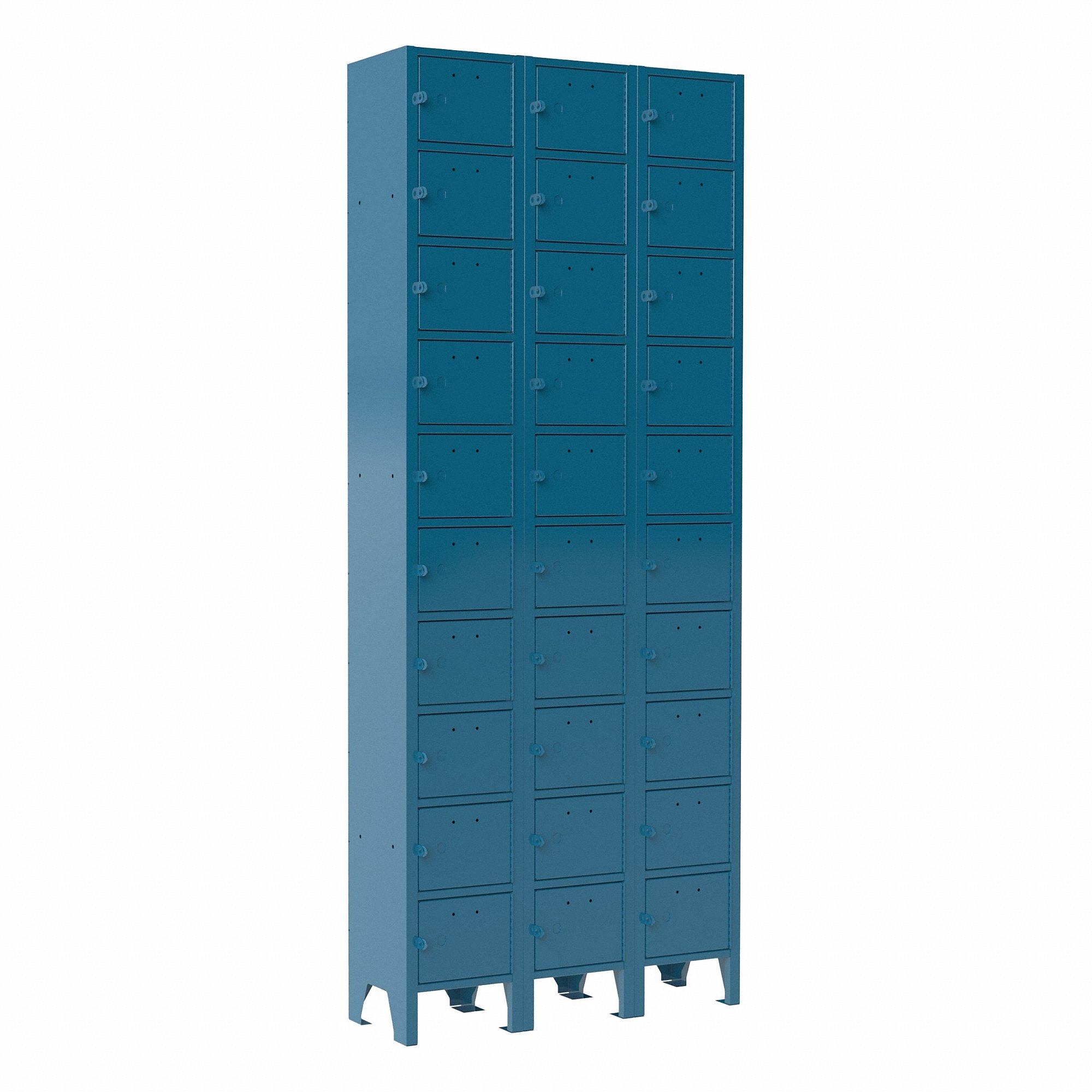 Cell Phone Locker, 27 x 9 x 66 5/8 Inch, 10 Tiers, 3 Units Wide, 30 Lockers, Steel