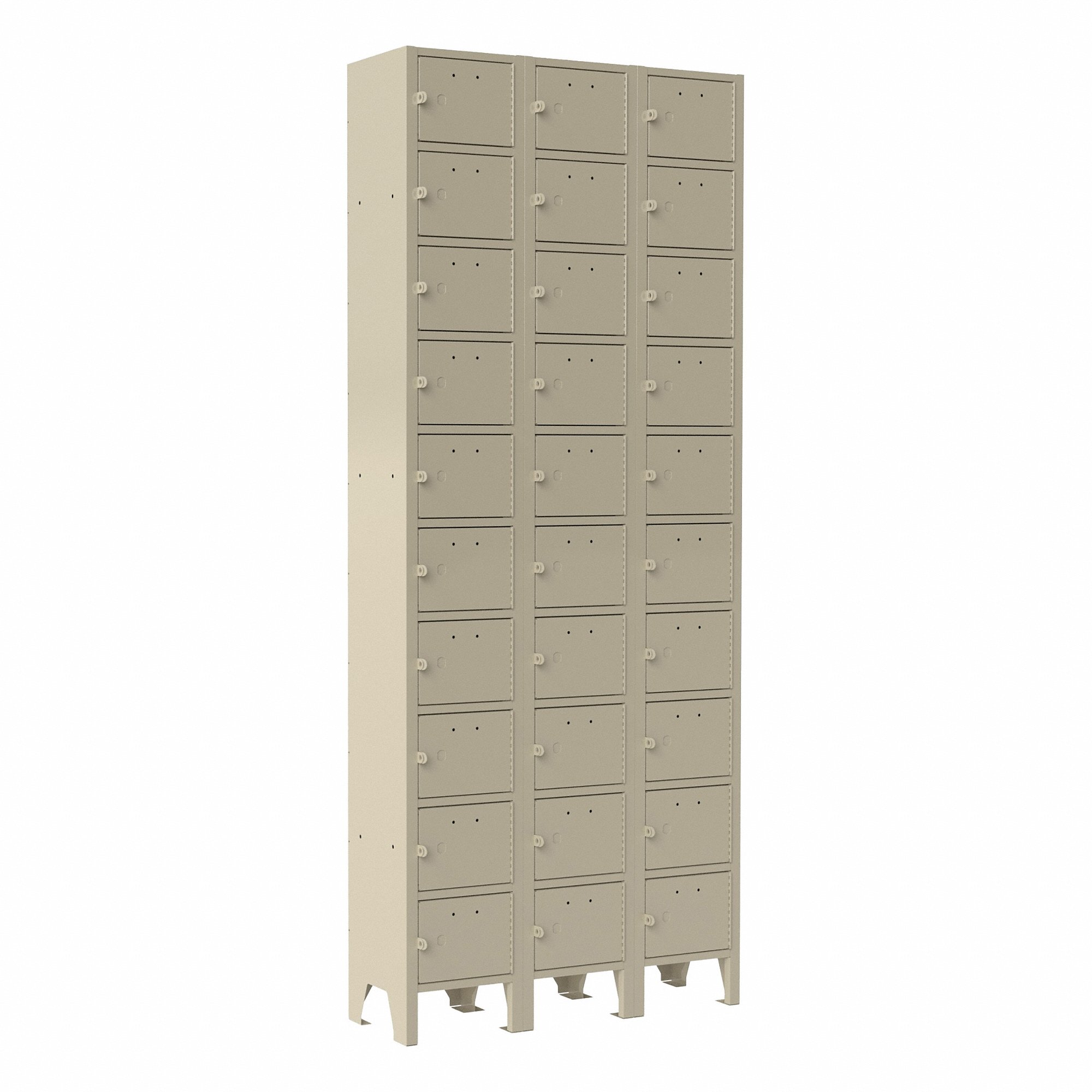 Cell Phone Locker, 27 x 9 x 66 5/8 Inch, 10 Tiers, 3 Units Wide, 30 Lockers, Steel