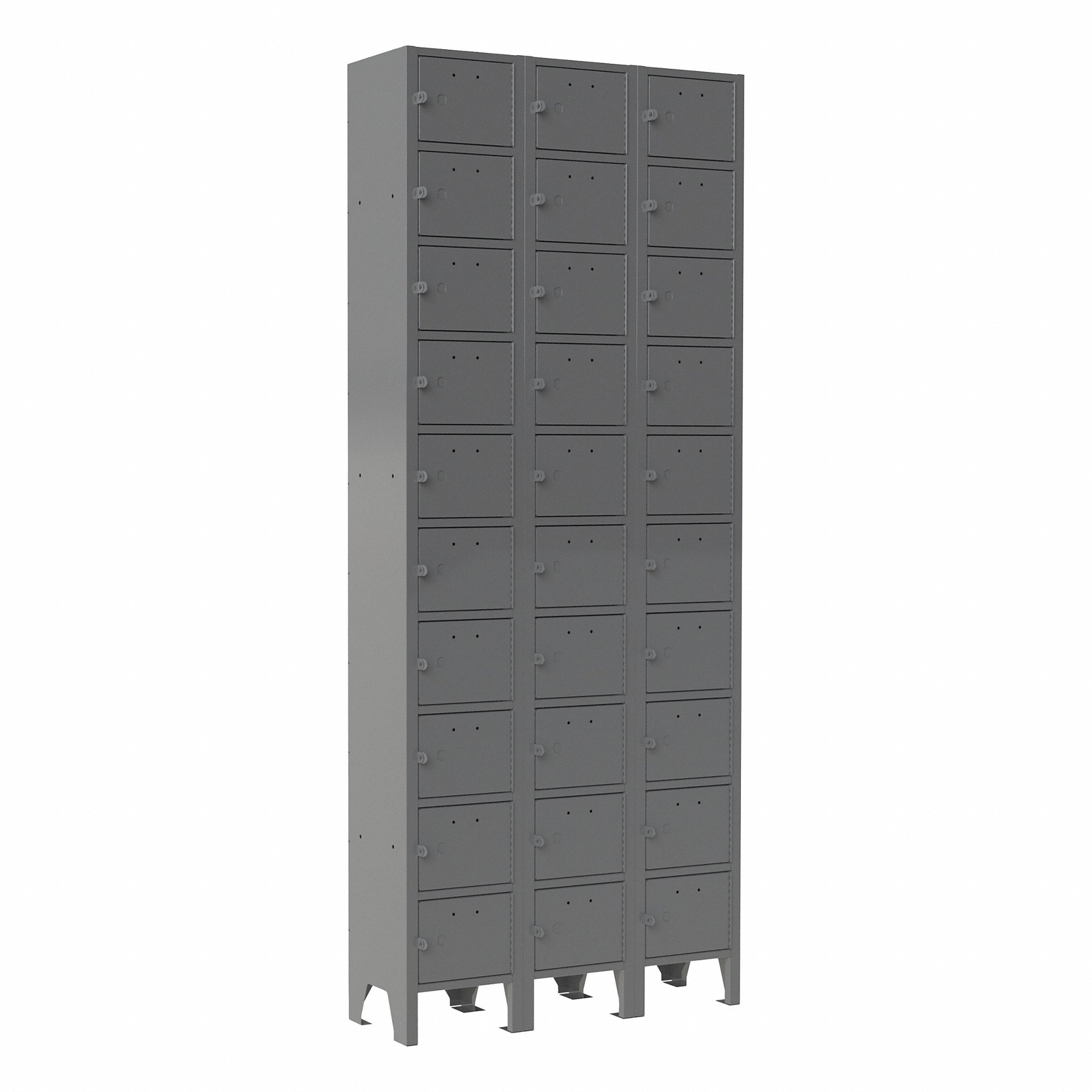 Cell Phone Locker, 27 x 9 x 66 5/8 Inch, 10 Tiers, 3 Units Wide, 30 Lockers, Steel