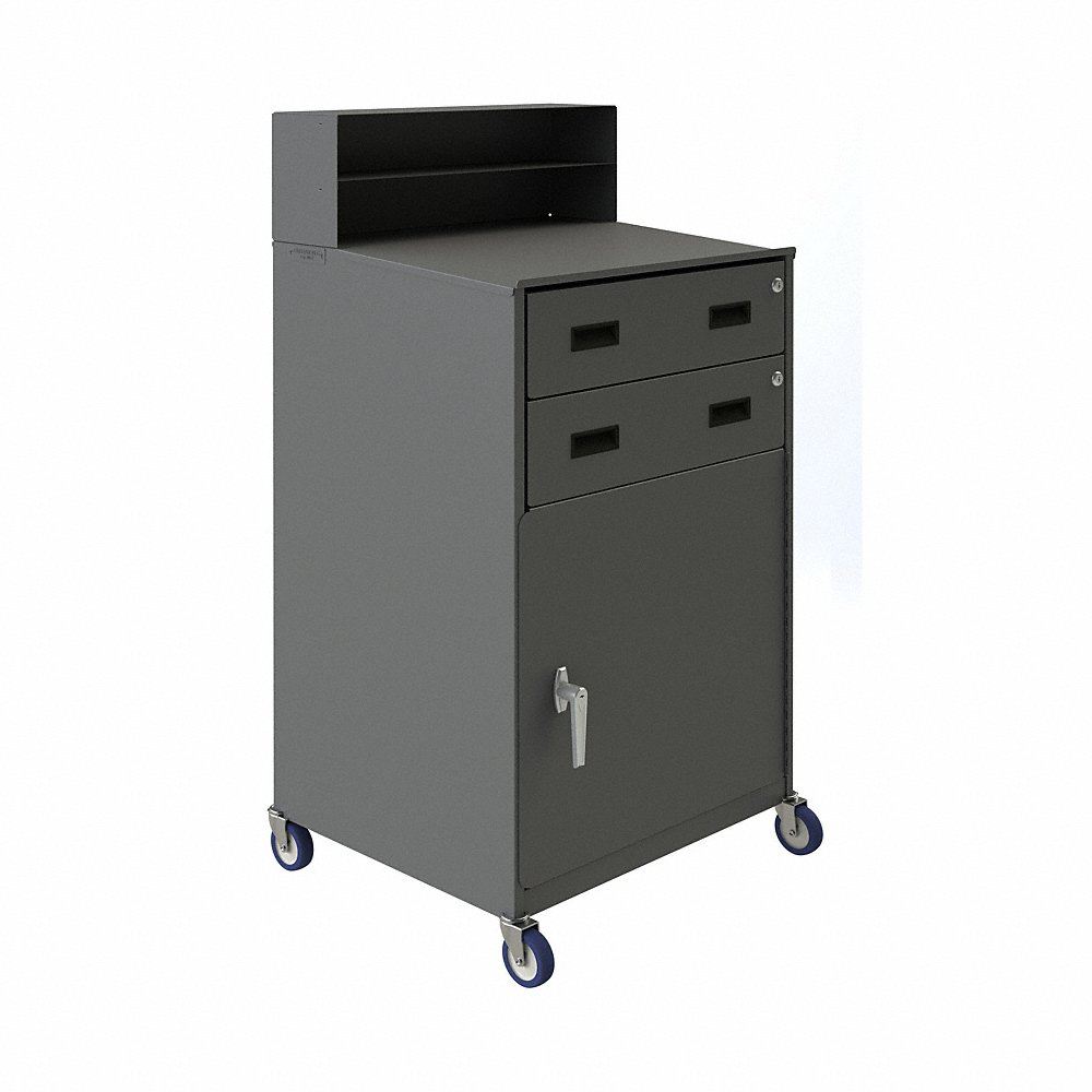 DURHAM MANUFACTURING FED-2023-95 Mobile Shop Desk, 2 Drawer, 1 Shelf, Size 23 x 20-3/16 x 48 Inch | CF6KLR