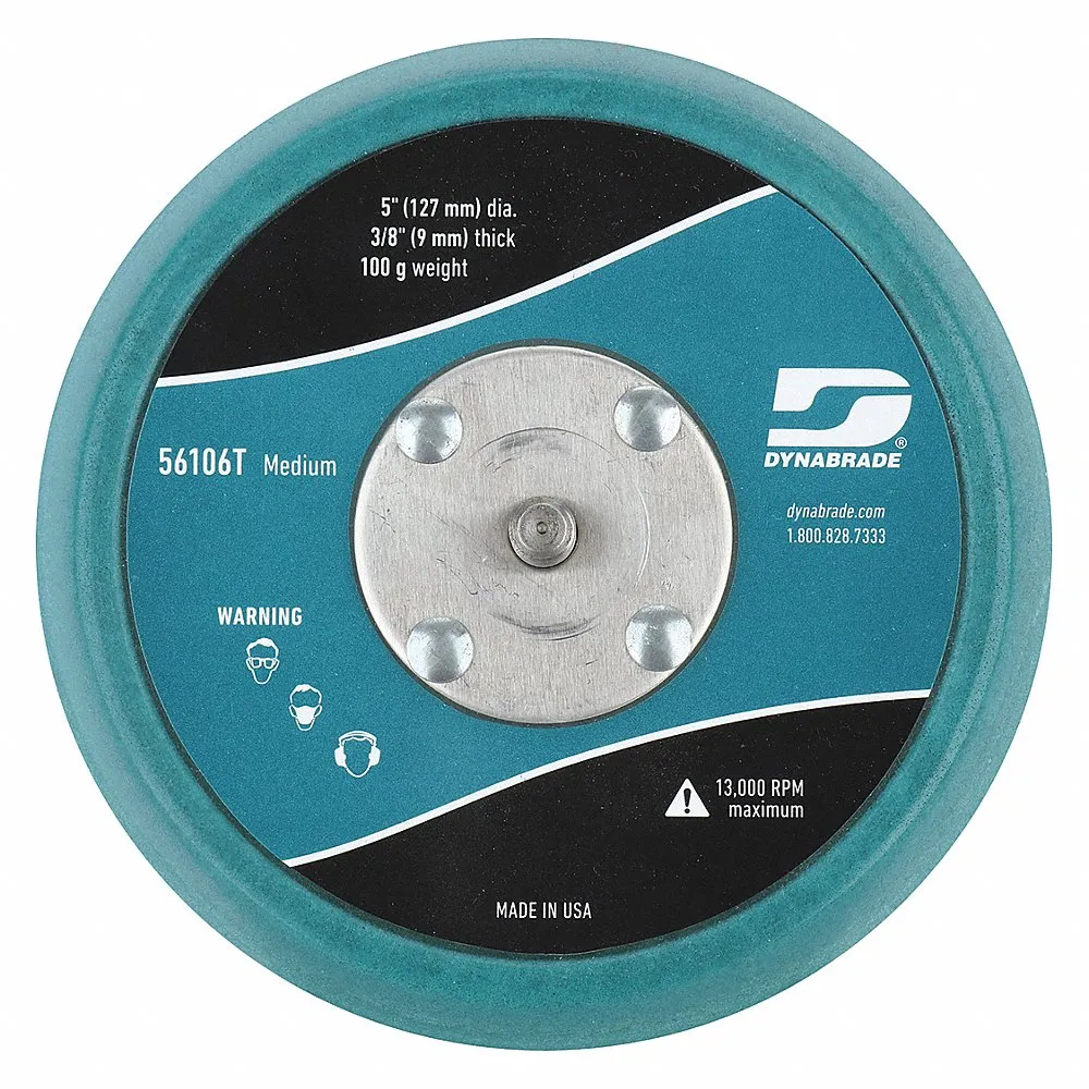 PSA Disc Backup Pad, 5 Inch Dia x 3/8 Inch T, 5/16 Inch-24 Threaded-Shank, Non-Vacuum