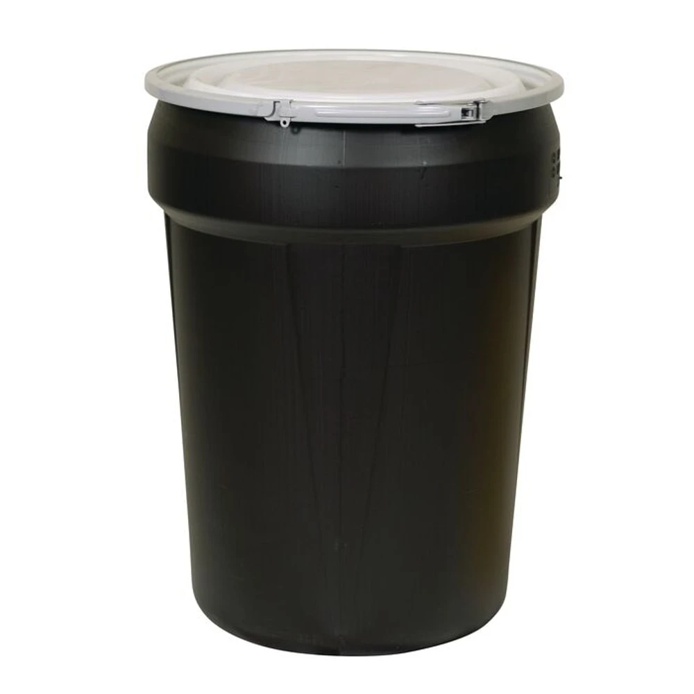 EAGLE 1601MBLK Open Head Poly Drum, 30 Gallon, Black with Metal Lever-Lock Ring | AG8DWV