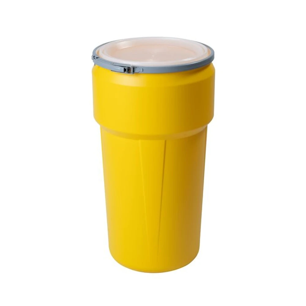 EAGLE 1623M Open Head Poly Drum, 20 Gallon, Yellow with Metal Lever-Lock Ring | AG8EDM 20GY33