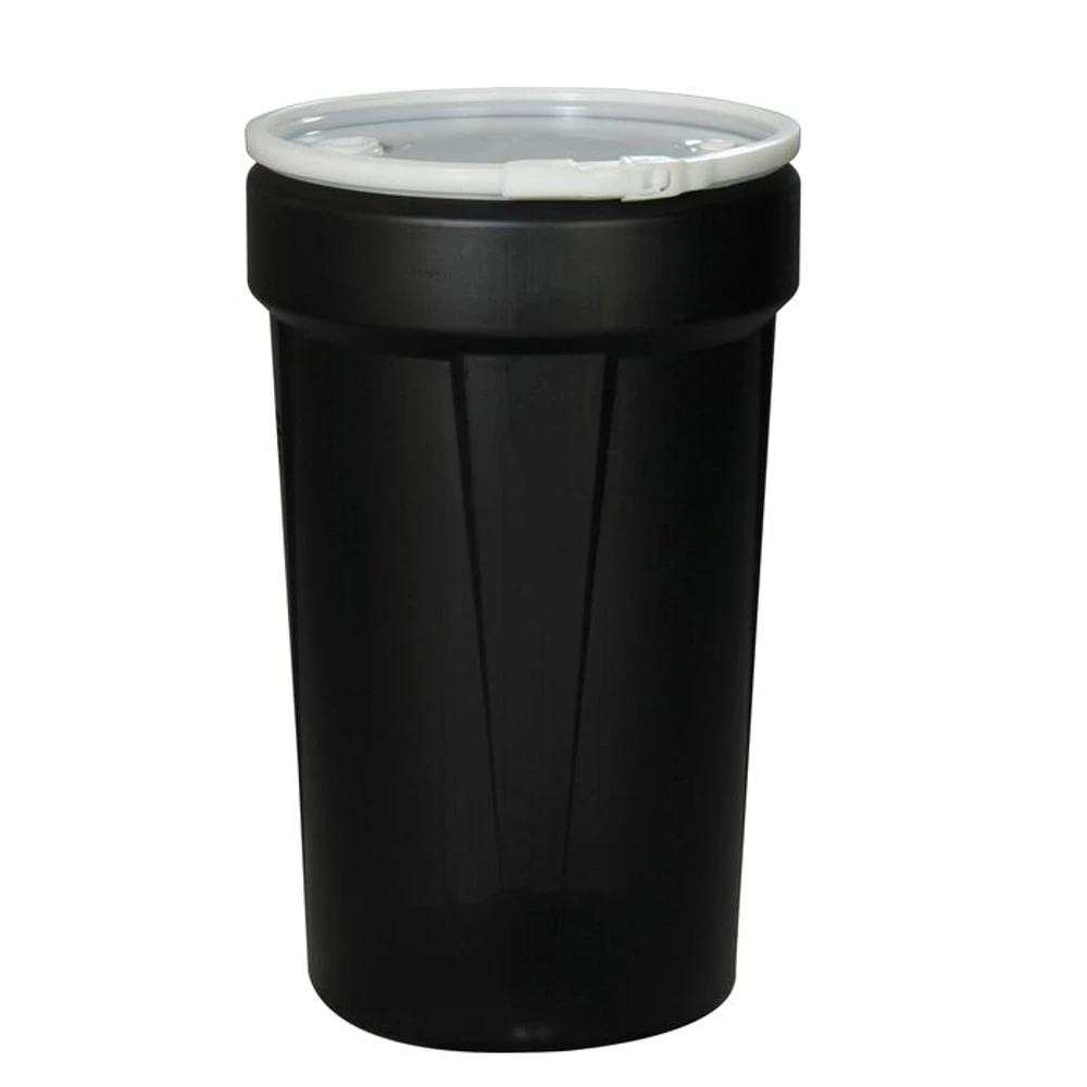 EAGLE 1655BLKBG Open Head Poly Drum, 55 Gallon, Black, Plastic Lever-Lock Ring With Bung Lid | AG8DXG