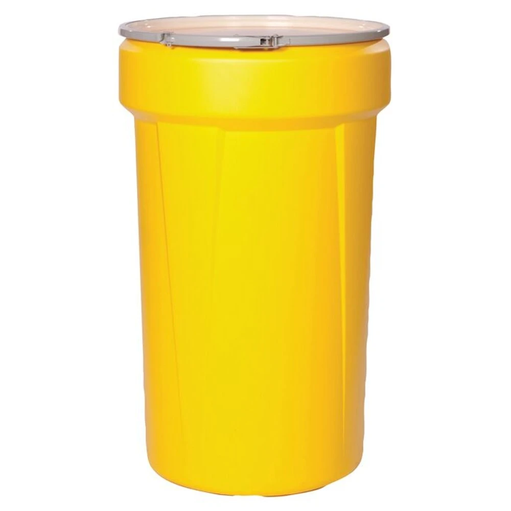 EAGLE 1655M Open Head Poly Drum, 57 Gallon, Yellow with Metal Lever-Lock Ring | AG8EDP 21RY20
