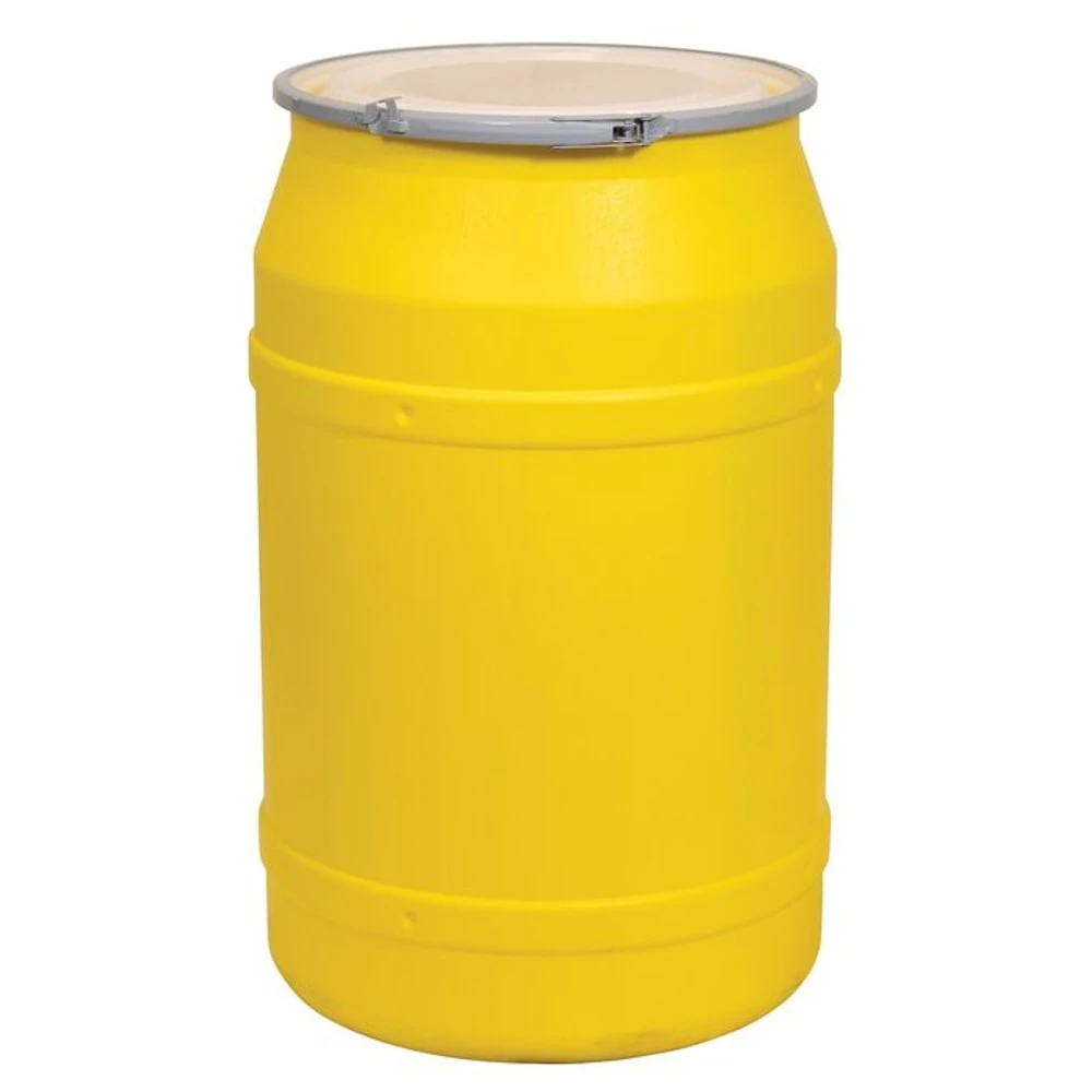 EAGLE 1656M Open Head Poly Drum, 55 Gallon, Yellow with Metal Lever-Lock Ring - Straight Sided | AG8EDQ 21RY22