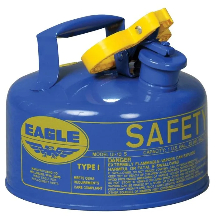 EAGLE UI-10-SB Blue Safety Can, Type 1, 1 Gallon, Galvanised Steel | AD2DTJ 3NKJ5