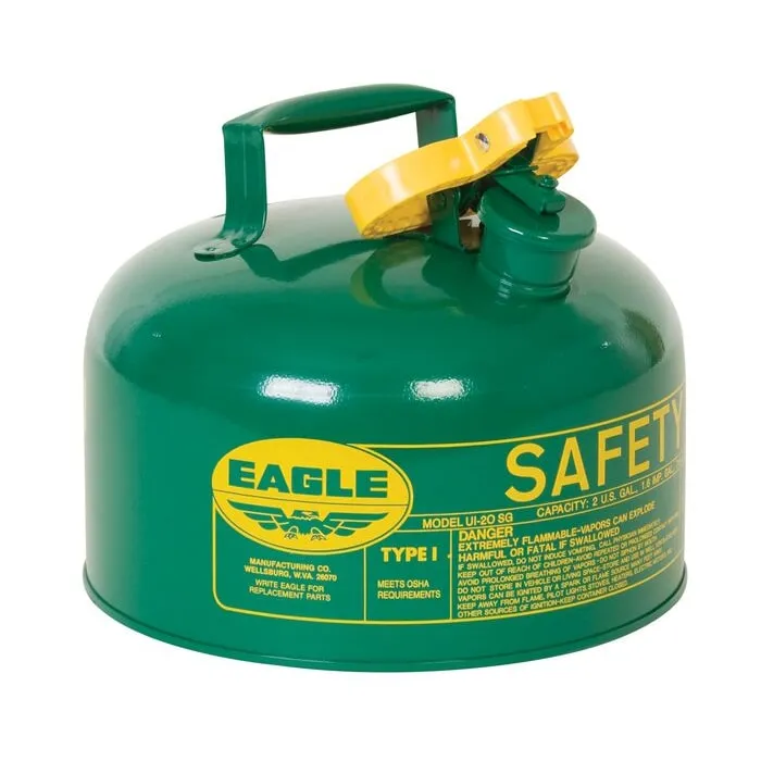 EAGLE UI-20-SG Type I Safety Can 2 Gallon Green 9-1/2 Inch Height | AD2DTN 3NKJ9