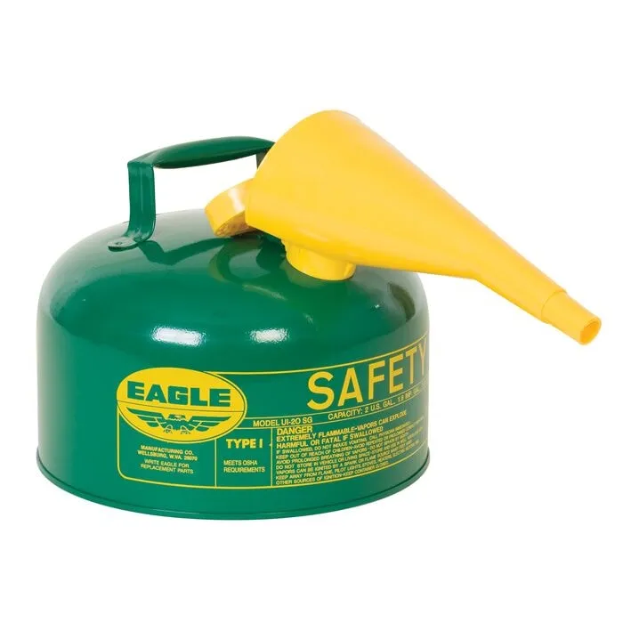 EAGLE UI-20FSG Type I Safety Can 2 Gallon Green 9-1/2 H | AA7HRV 15Z006