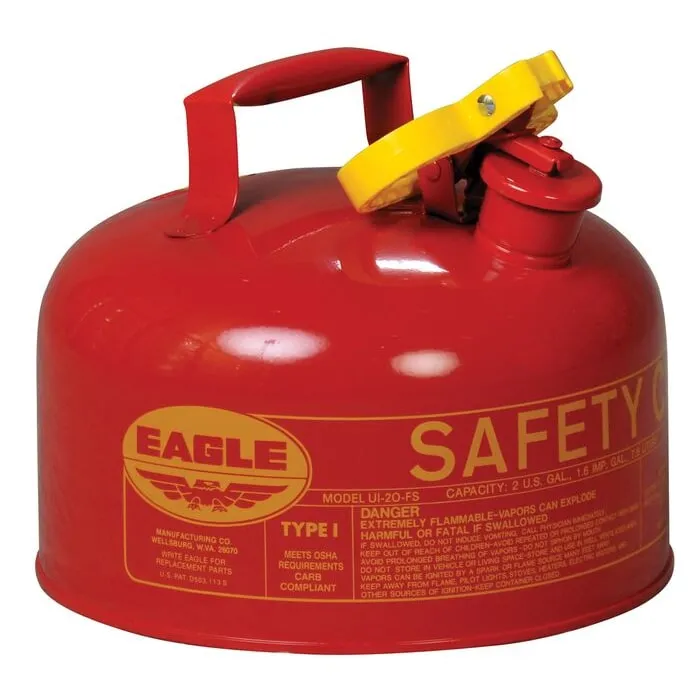 EAGLE UI-20S Type I Safety Can 2 Gallon Red 9-1/2 Inch Height | AC3TNY 2W429