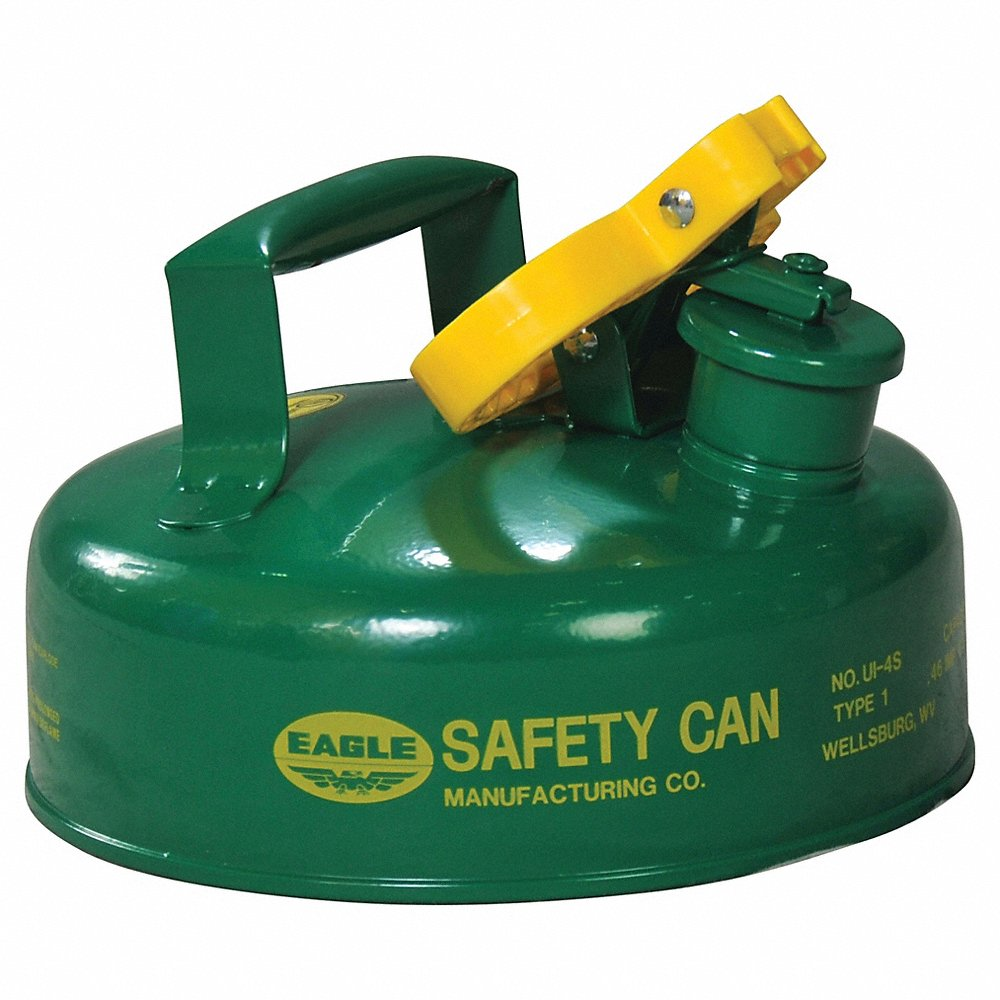 EAGLE UI-4-SG Type I Metal Safety Can, 9 In Dia x 5-5/16 In H, 2 Quart , Green | AG8DGA