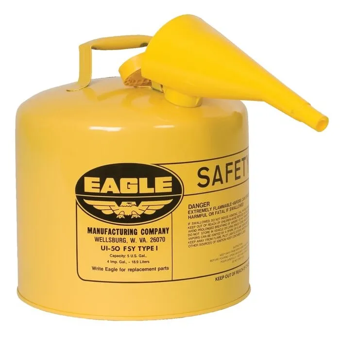 EAGLE UI-50-FSY Type I Safety Can 5 Gallon Yellow | AD2DUW 3NKR6