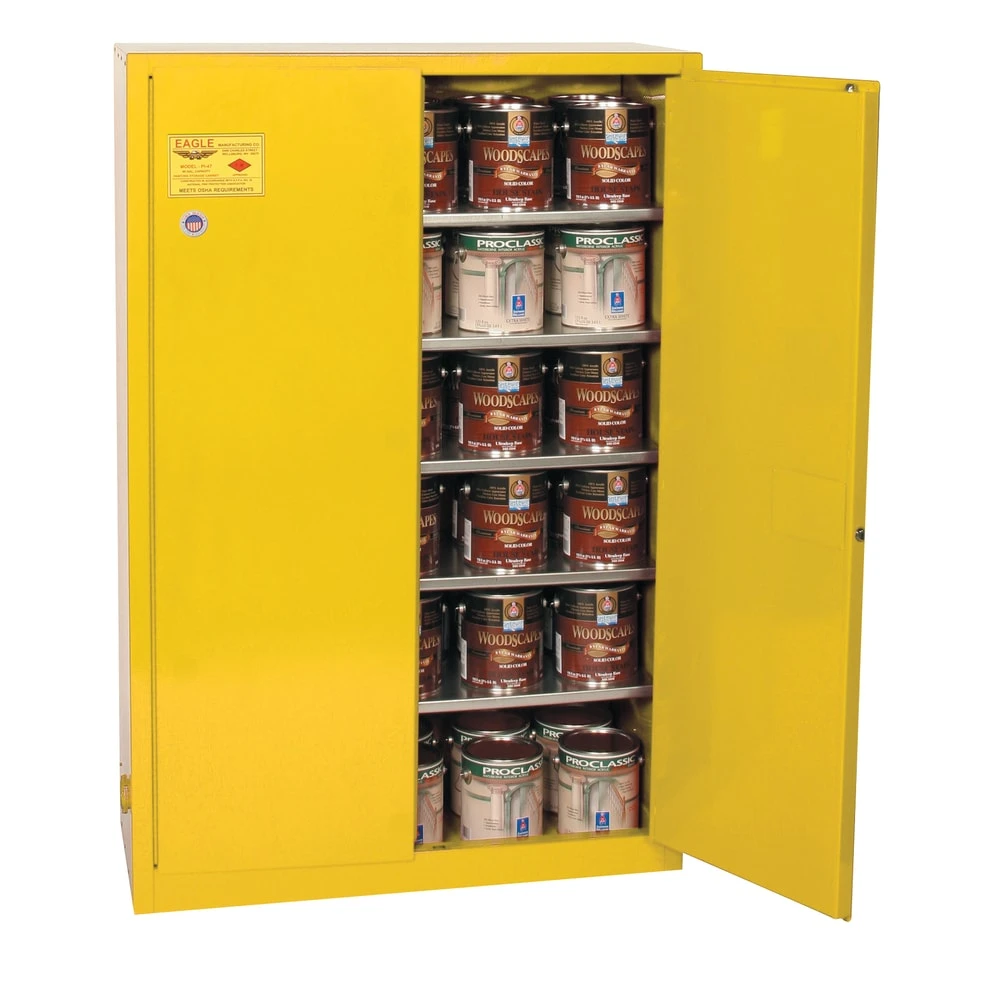 EAGLE YPI47X Flammable Safety Cabinet, Manual Close, 43 Inch x 18 Inch x 65 Inch Size, Yellow | CE6ZWA 55EC12
