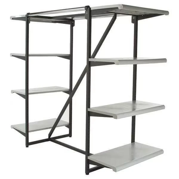 Double Hangrail Frame with Shelves, 38-1/4 InchD x 24 InchW x 54 InchH, Black/Gray