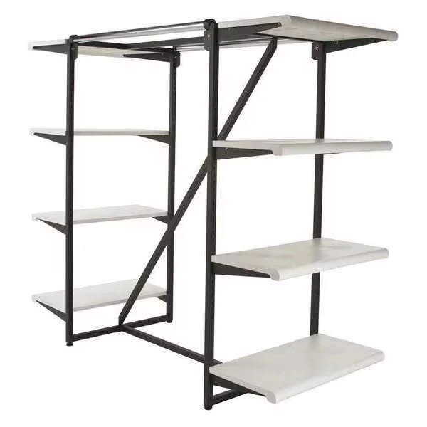 Double Hangrail Frame with Shelves, 38-1/4 InchD x 24 InchW x 54 InchH, Black/White