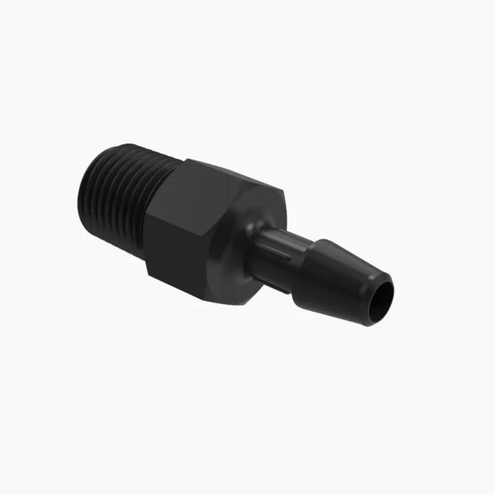 ELDON JAMES A2-3GFBN Adapter, 1/8 NPT Thread Size, 3/16 Inch Barb, Glass Filled Black Nylon | CJ8CYD