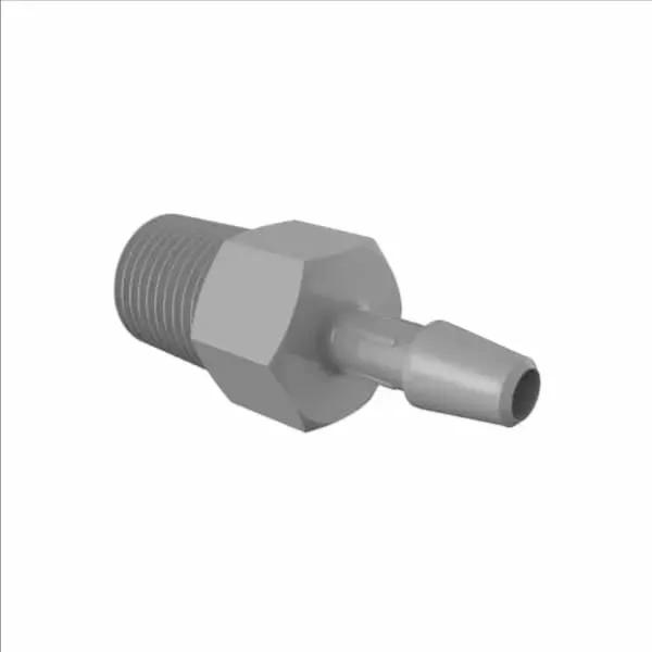 ELDON JAMES A2B-2.5PVDF Adapter, 1/8 BSPT Thread Size, 5/32 Inch Barb, Gray Kynar 740 | CJ8DAB