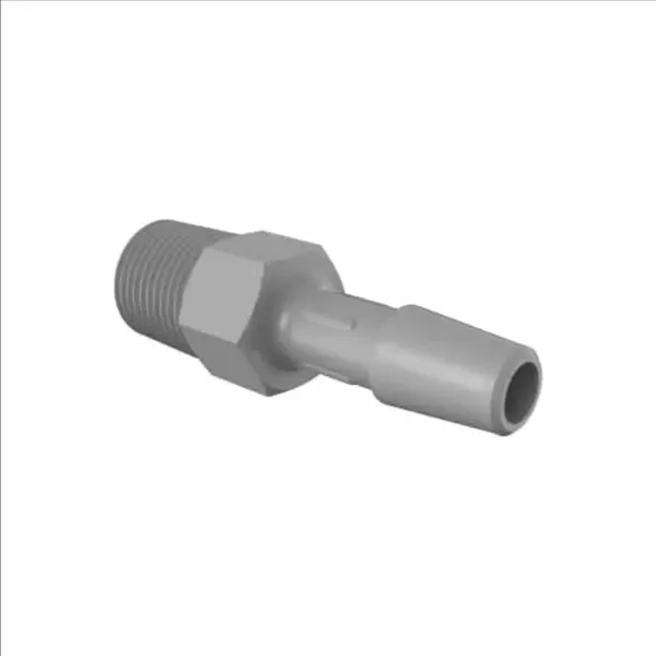 ELDON JAMES A2B-4PVDF Adapter, 1/8 BSPT Thread Size, 1/4 Inch Barb, Gray Kynar 740 | CJ8DAY