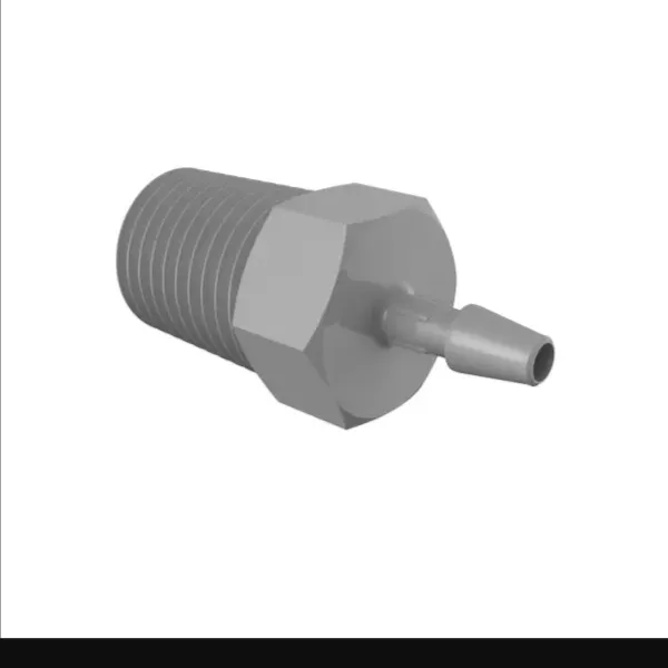 ELDON JAMES A4-2PVDF Adapter, 1/4 NPT Thread Size, 1/8 Inch Barb, Gray Kynar 740 | CJ8DCP