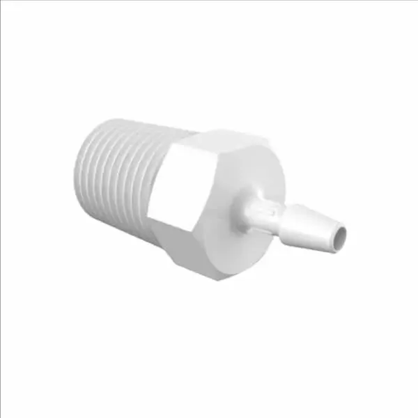 ELDON JAMES A4B-2WN Adapter, 1/4 BSPT Thread Size, 1/8 Inch Barb, White Nylon | CJ8DGB