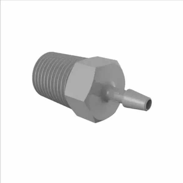 ELDON JAMES A4B-2PVDF Adapter, 1/4 BSPT Thread Size, 1/8 Inch Barb, Gray Kynar 740 | CJ8DGA