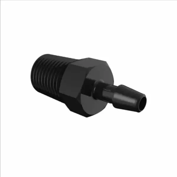 ELDON JAMES A4B-3BN Adapter, 1/4 BSPT Thread Size, 3/16 Inch Barb, Black Nylon | CJ8DGD
