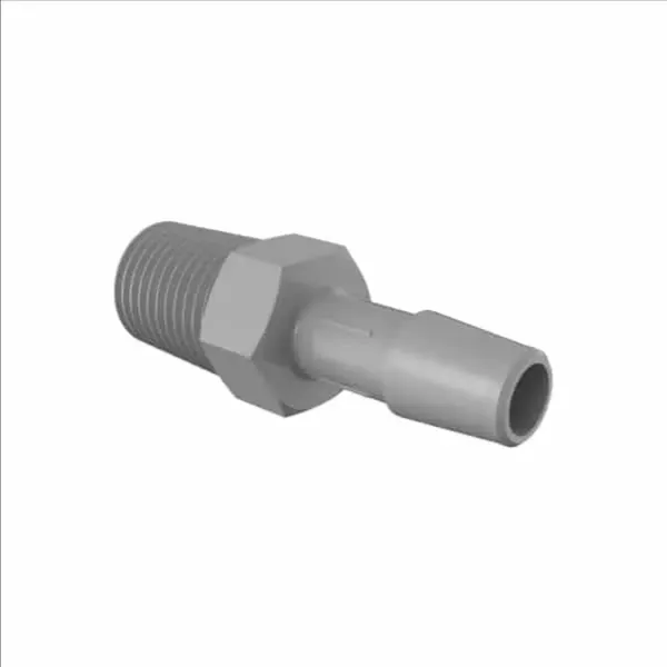 ELDON JAMES A4B-5PVDF Adapter, 1/4 BSPT Thread Size, 5/16 Inch Barb, Gray Kynar 740 | CJ8DHF