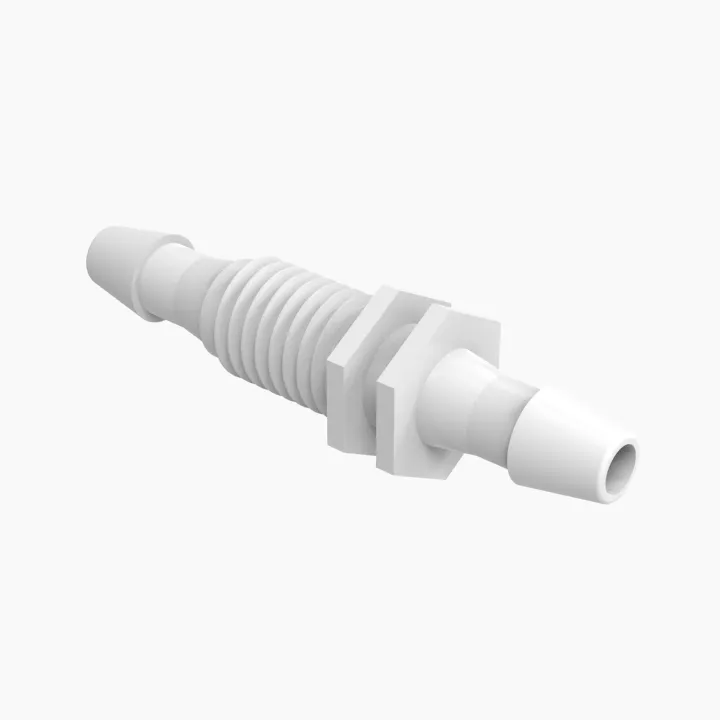 ELDON JAMES BH1428-2-2-200NK7 Bulkhead, 1/4-28 UNF Thread Size, 1/8 x 1/8 Inch Barb, Natural Kynar 740 | CJ8DTL