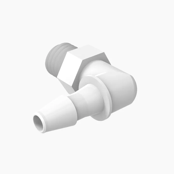 ELDON JAMES L1428-2-200AC Elbow, 1/4-28 UNF Thread Size, 1/8 Inch Barb, Acetal | CJ8FTR