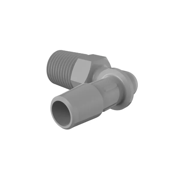 ELDON JAMES L4-6PVDF Elbow, 1/4 NPT Thread Size, 3/8 Inch Inside Dia., Gray Kynar 740 | CJ8GCE