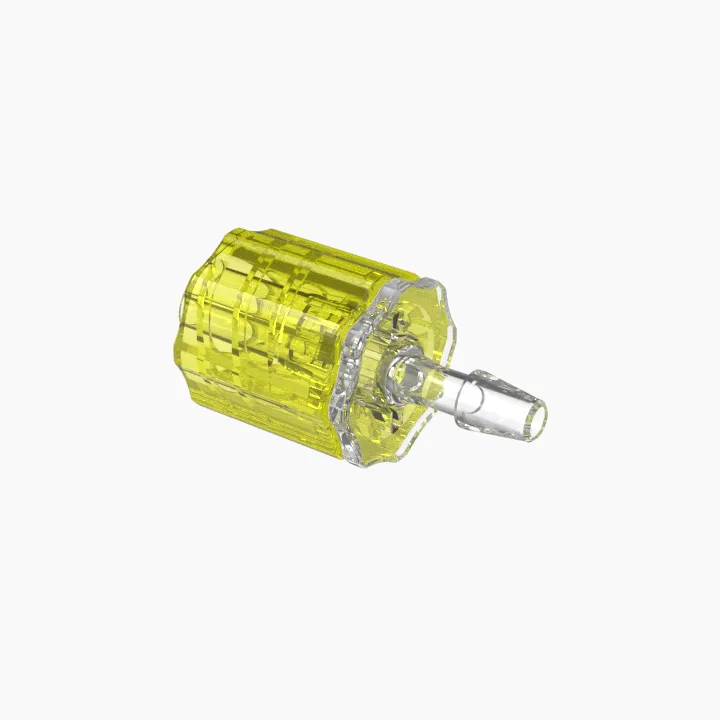 ELDON JAMES LMSLN-1.5CVU-Y Stationary Male Luer, Lock 3/32 Barb Size, Crystal, Yellow | CJ8HJG