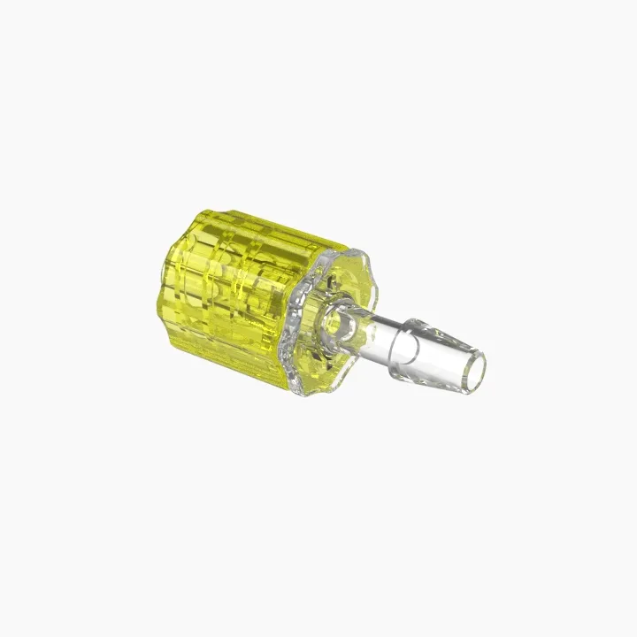 ELDON JAMES LMSLN-2CVU-Y Stationary Male Luer, Lock 1/8 Barb Size, Crystal, Yellow | CJ8HMA