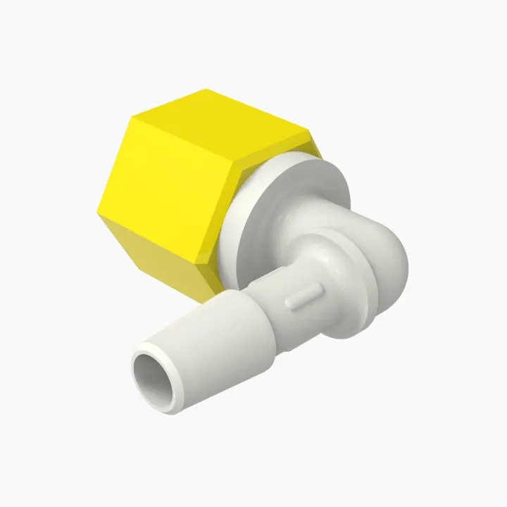 ELDON JAMES SL90F9-4NNYN Female Elbow, 90 Degree, 1/4 Inch Barb, Natural Nylon, Yellow | CJ8KTD