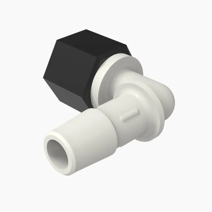 ELDON JAMES SL90F9-6NNBN Female Elbow, 90 Degree, 3/8 Inch Barb, Natural Nylon, Black | CJ8KTN