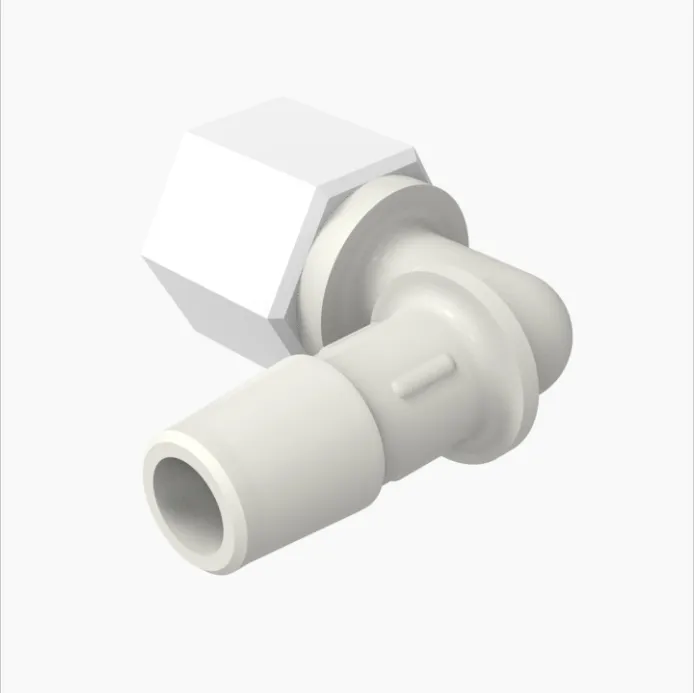 ELDON JAMES SL90F9-6NNWN Female Elbow, 90 Degree, 3/8 Inch Barb, Natural Nylon, White | CJ8KTU