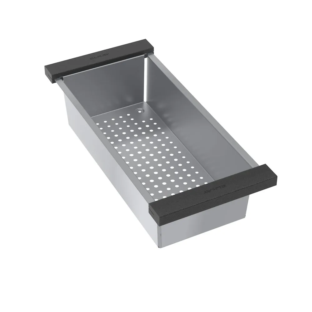 Colander With Black Polymer Handle, 17-3/4 X 8 X 4-1/2 Inch Size, Stainless Steel