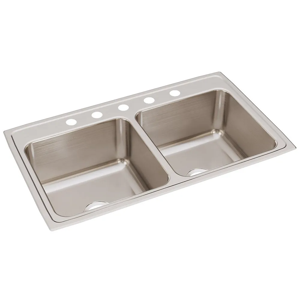 Double Bowl Drop-in Sink, Stainless Steel, 37 x 22 x 10-1/8 Inch Size