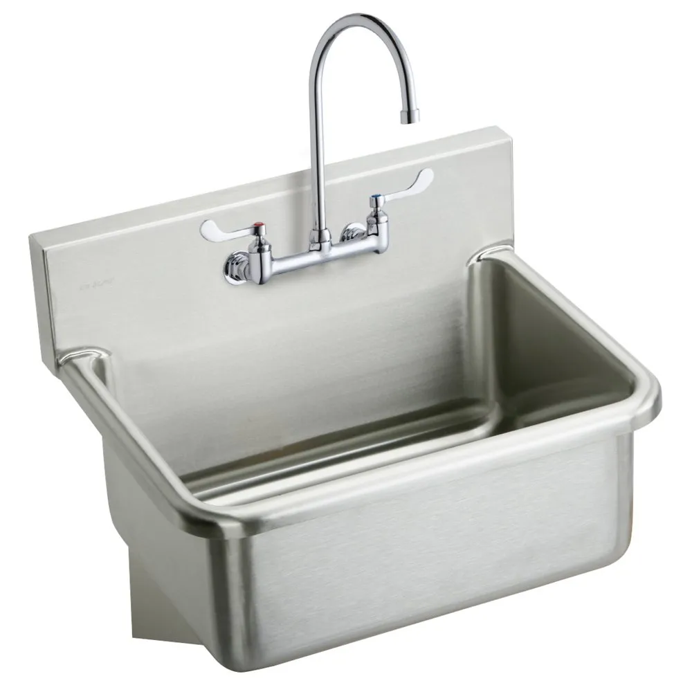 Wall Hung Single Bowl Hand Wash Sink Kit, Stainless Steel, 25 x 19.5 x 10-1/2 Inch Size