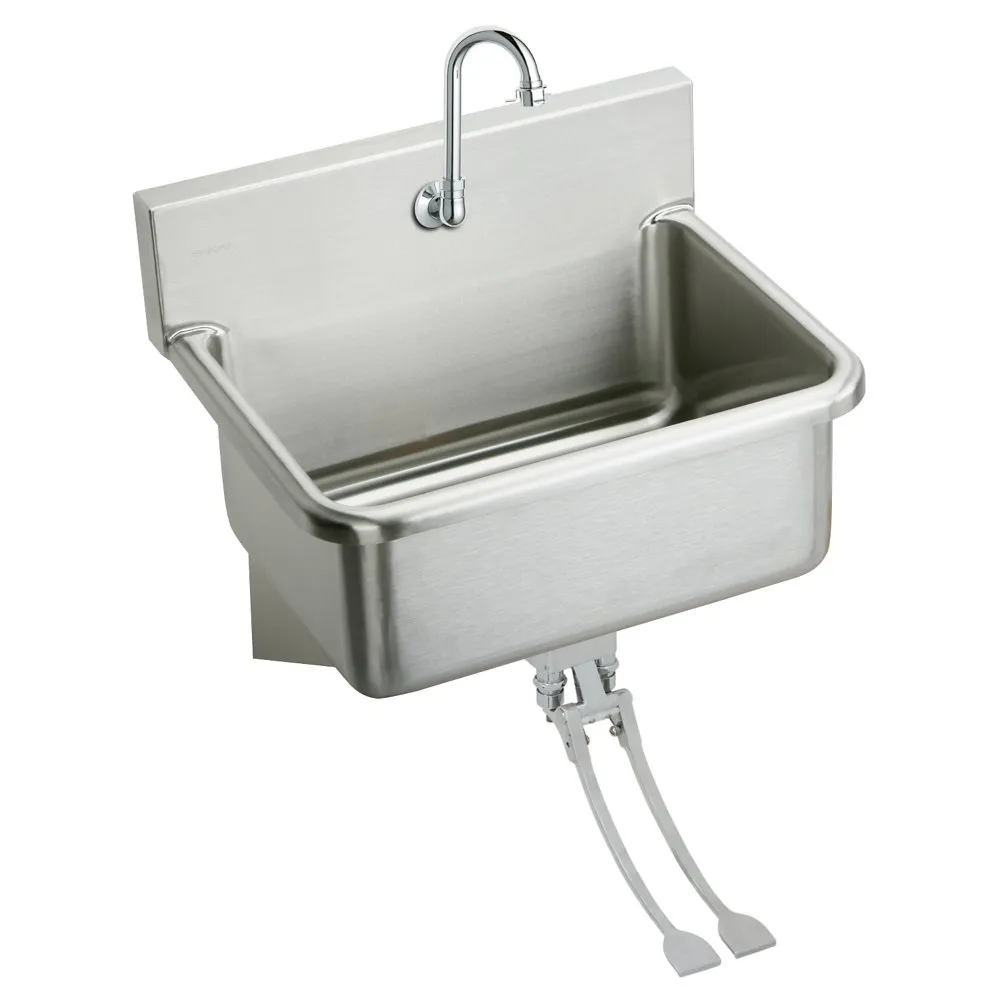 Single Bowl Hand Wash Sink Kit With Foot Control, Spout, 31 X 19.5 X 10-1/2 Inch Size