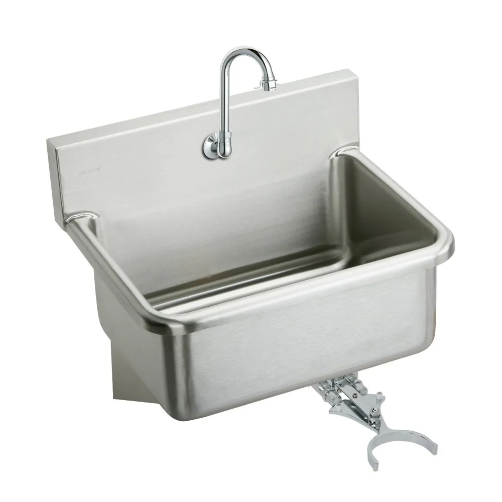 Wall Hung Single Bowl Hand Wash Sink Kit, Stainless Steel, 31 x 19.5 x 10-1/2 Inch Size