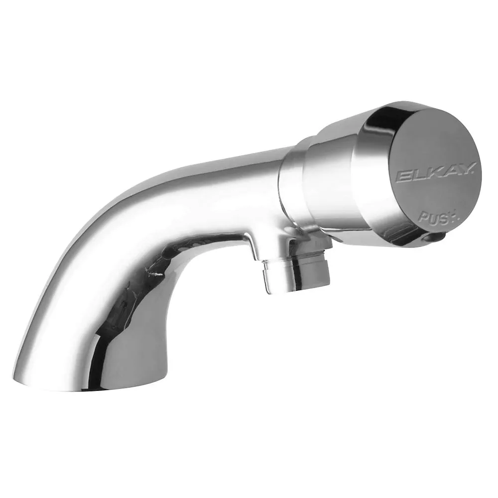 Single Hole Deck Metered Lavatory Faucet With Cast Fixed Spout Push Button Handle Chrome