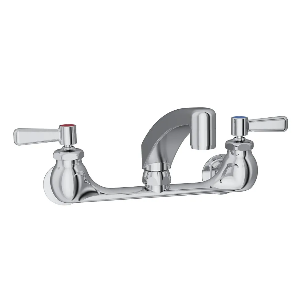 Wall Mount Faucet With 8 Inch Arc Tube Spout, 2 Inch Lever Handle 1/2 Inch Offset Inlet Chrome