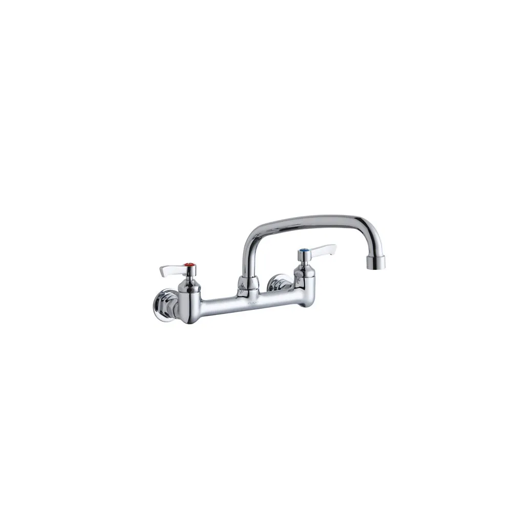 Wall Mount Faucet With 10 Inch Arc Tube Spout, 2 Inch Lever Handle 1/2 Inch Offset Inlet Chrome
